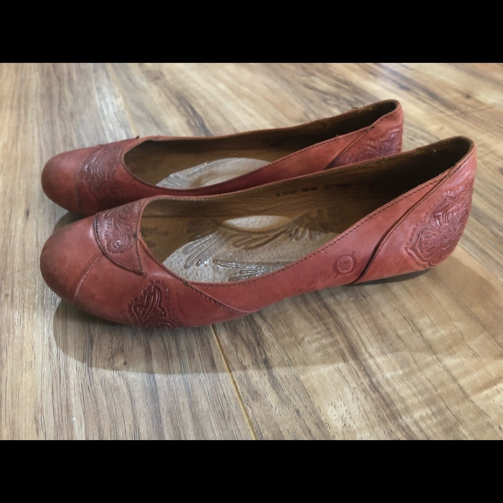 Born Red Leather Flats